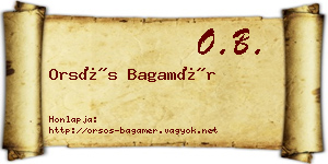 Orsós Bagamér névjegykártya